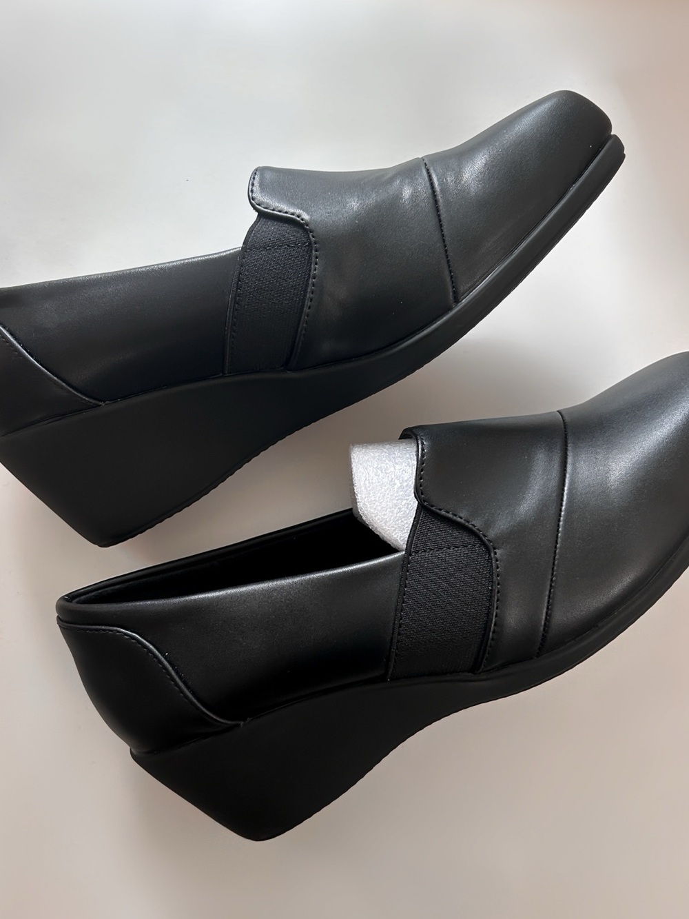 Black Slip-On Wedge Comfort Shoes - 9.5 / 41